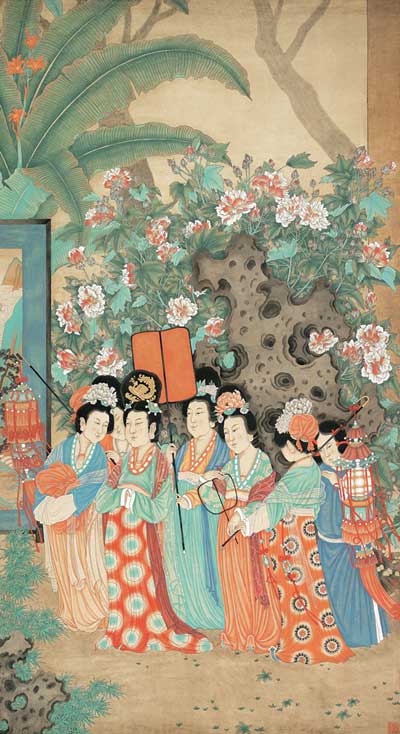 王志-宫苑游乐图-(局部)180cm×96cm-2011年