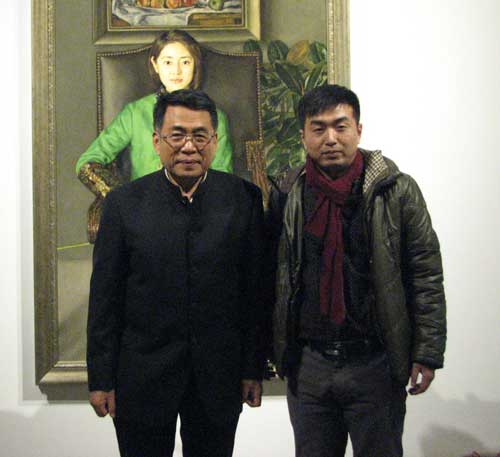 中国油画院院长杨飞云端与《艺术天成》范畴部经理林少云端合影