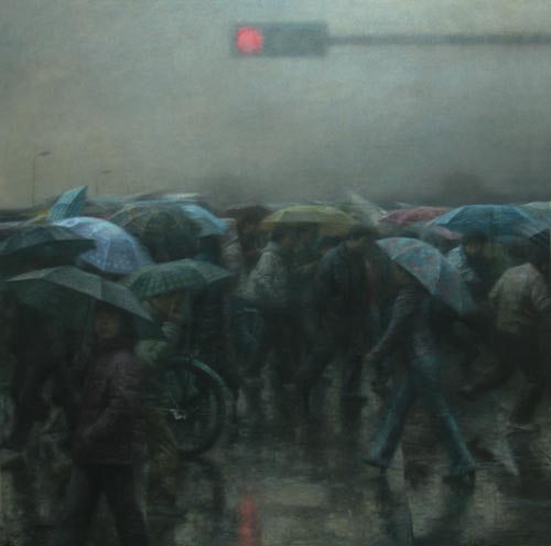《红灯》布面油彩180X180CM-2004年 《红灯》布面油彩180X180CM-2004年