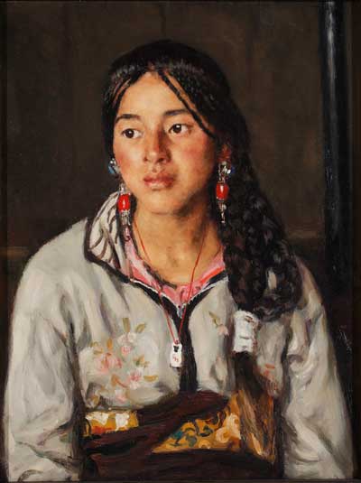 甘南藏女+布面油画杨飞云端+61cmx46cm+2007